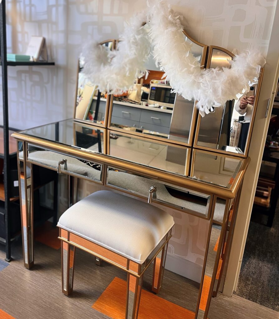 Mirrored Vanity Set with Bench