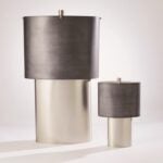 Global View Table Lamp in Brushed Pewter with Black Shade.  Table Lamp only available
