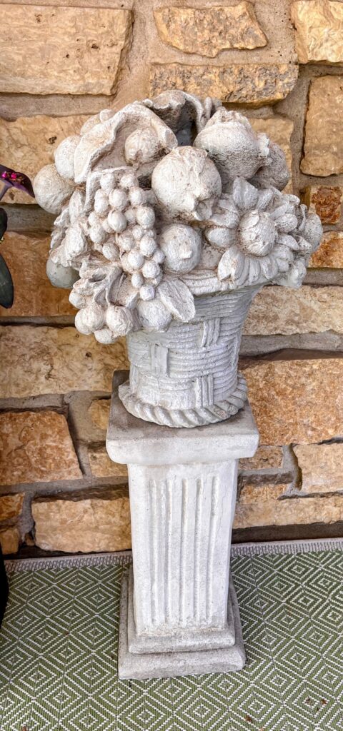 Pair of Concrete Fruit Baskets with Concrete Pedestals –  Vintage ’70’s