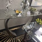 Contemporary Sofa Table/Entry Table w/Glass Top  -Matching Cocktail Table